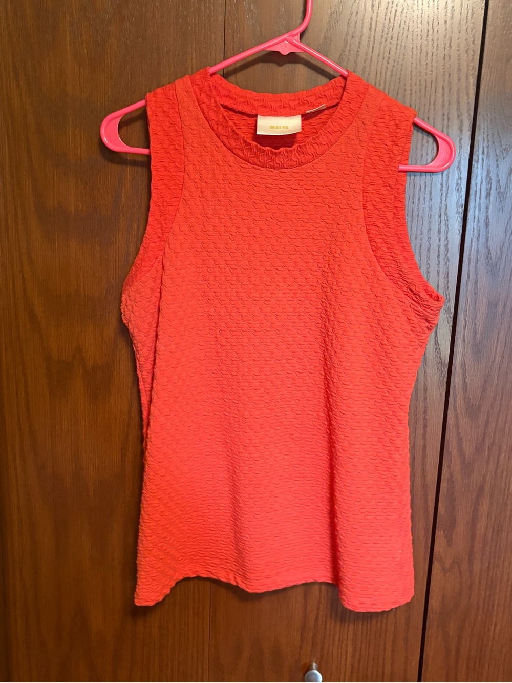 Anthropologie Textured Sleeveless Tank in Bright Coral